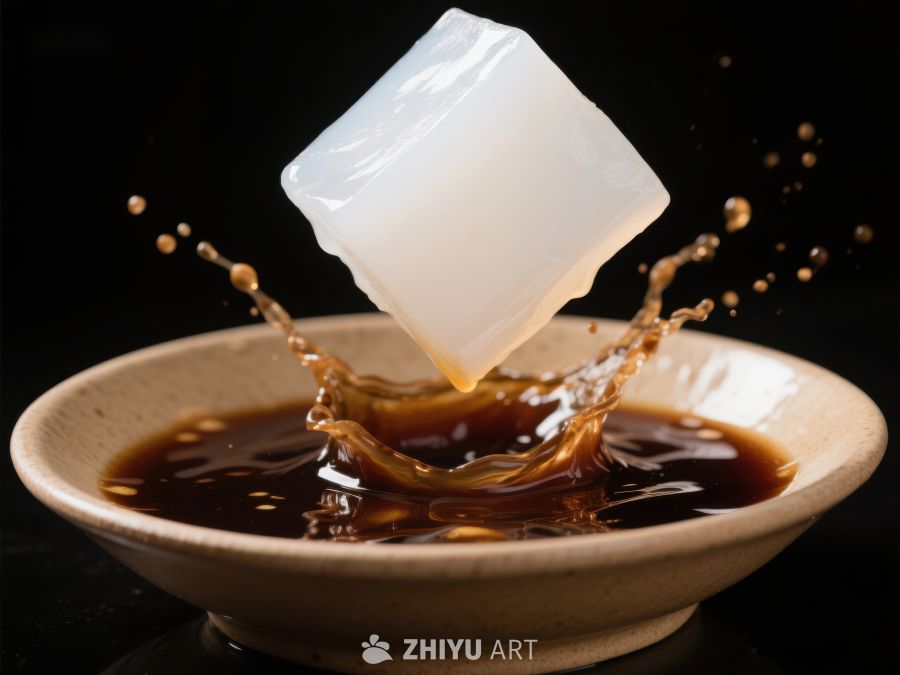 冰块落入深色液体溅起水花 20