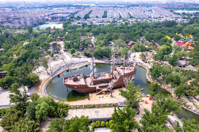 河南开封城市风光地标建筑旅游景区航拍图 