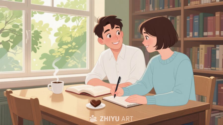 图书馆内两人共读学习 312