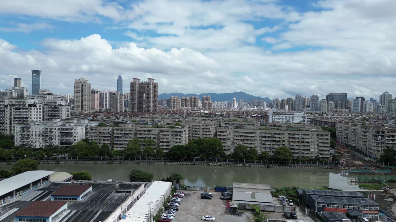 航拍浙江温州城市天际线温州大景温州鹿城区 