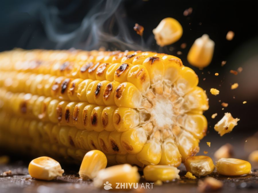 烤玉米特写，热气腾腾 317