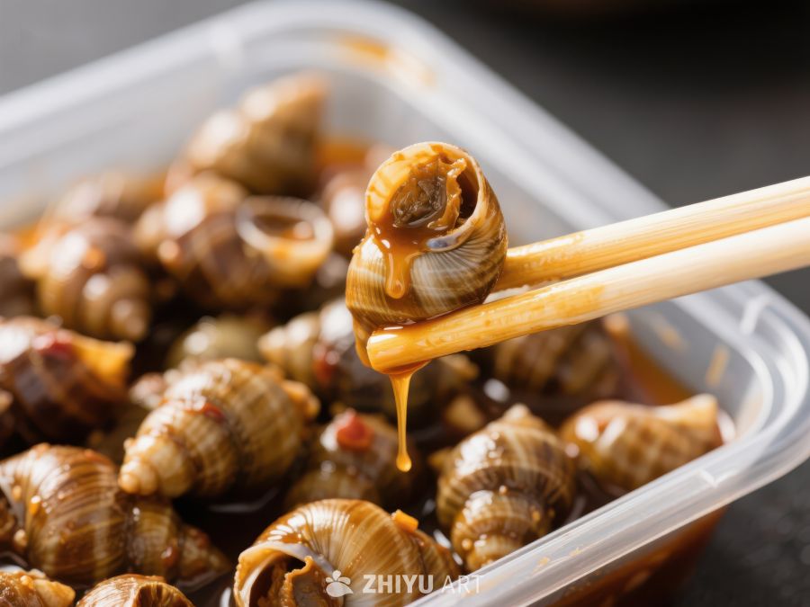 美味螺蛳，筷子夹起特写 579