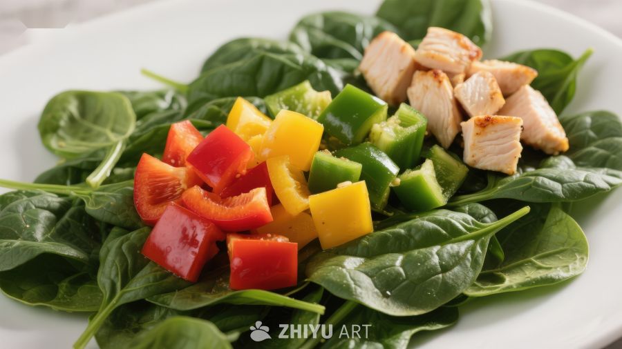 鸡胸肉彩椒菠菜沙拉
