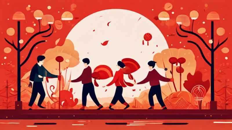 过年春节扭秧歌简约背景图 1
