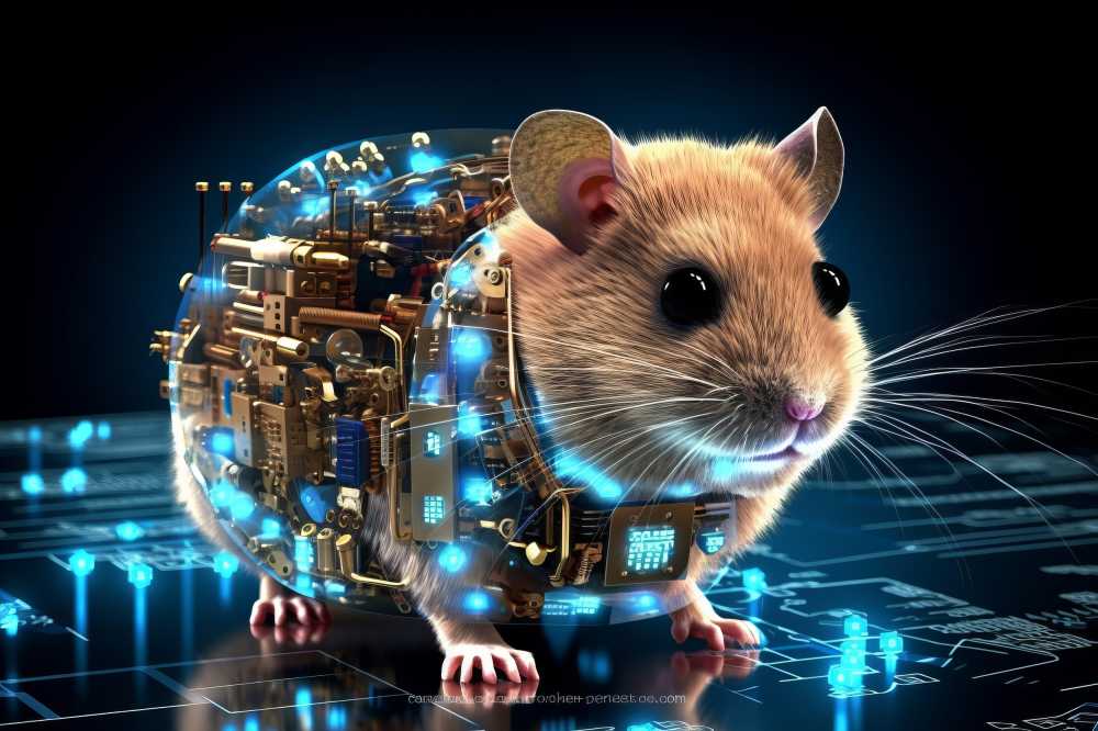 一只来自人工智能的数字鼠，代表着未来的科技、医疗和大数据等