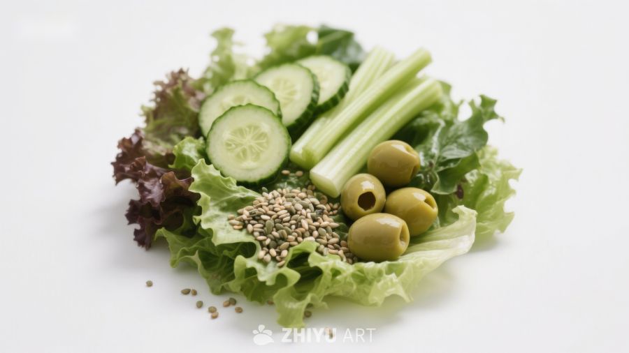 新鲜蔬菜与橄榄组合