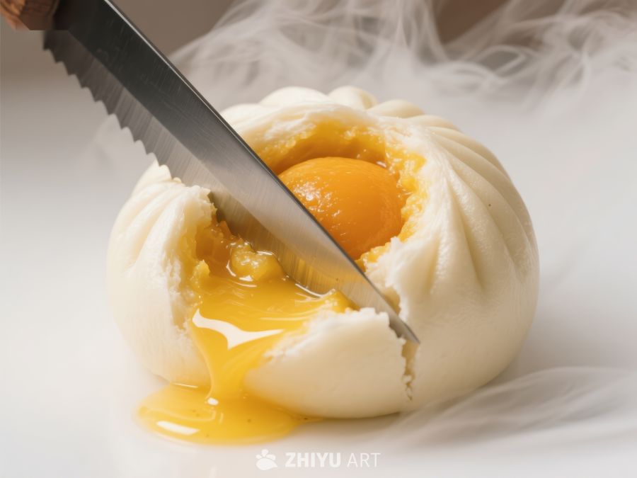 刀切包子，蛋黄流出 165