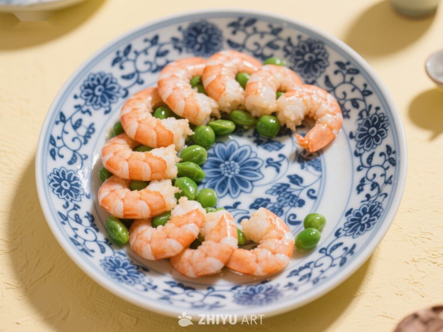 青豆虾仁，精美中式菜肴 681