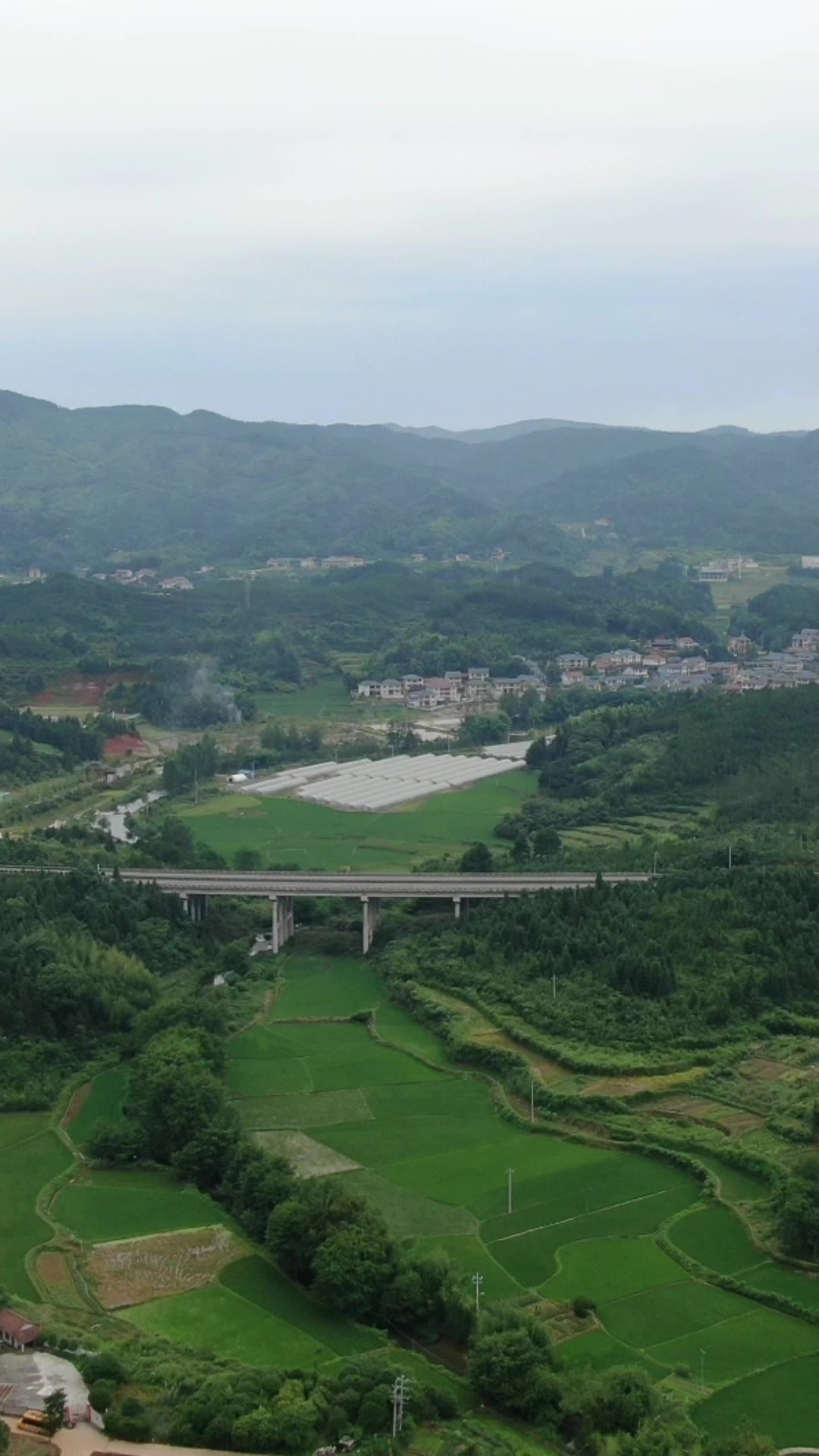 航拍山川丘陵农业种植竖屏