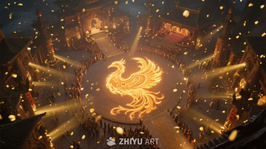 凤凰光影照亮古代宫廷庆典 89