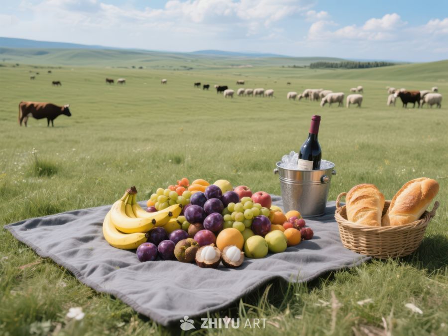 草原野餐：水果面包与红酒 67