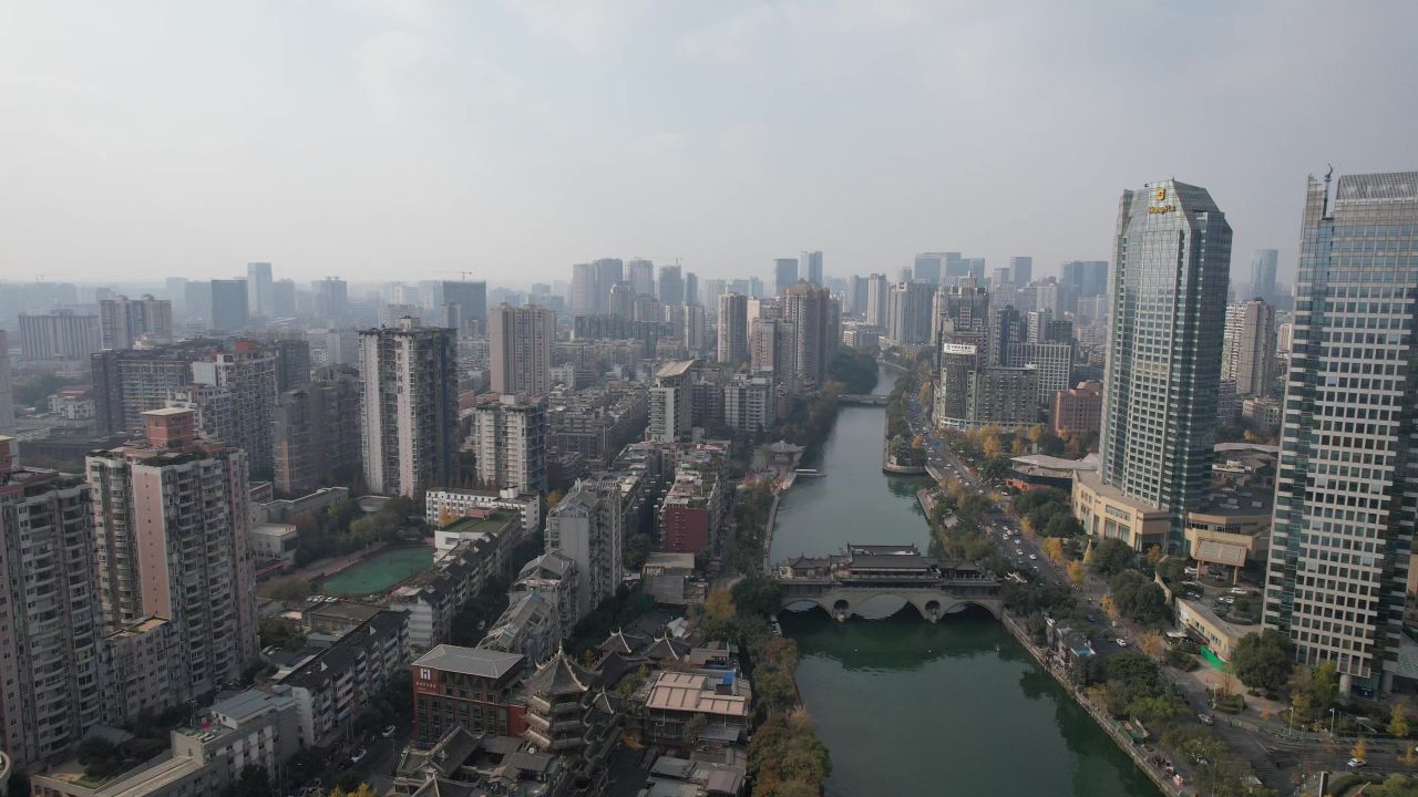成都安顺桥地标建筑航拍
