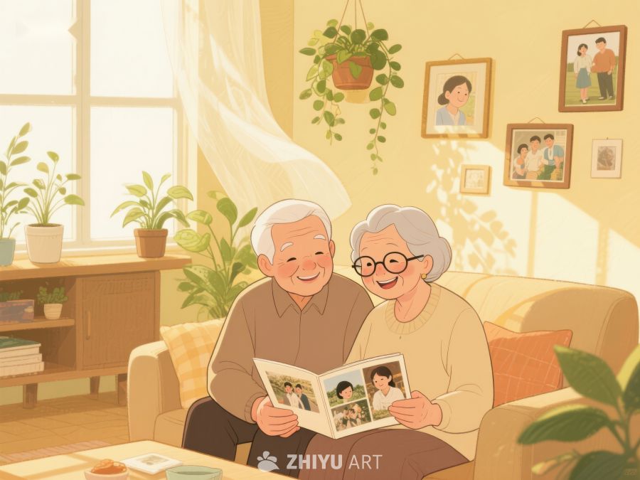 温馨时刻：老夫妇共赏家庭相册 727