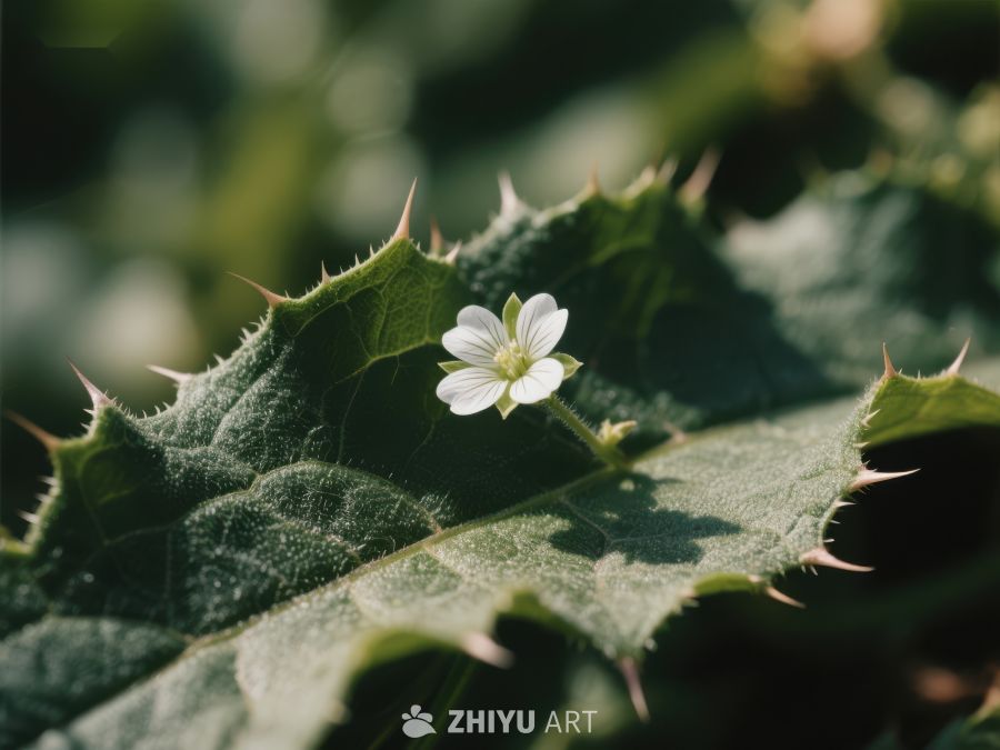 刺叶上的小白花 100