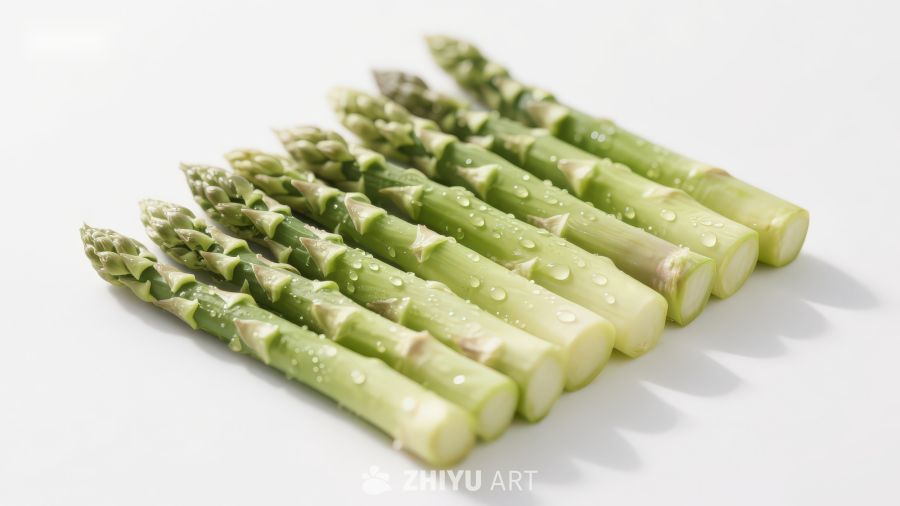 新鲜芦笋排列特写