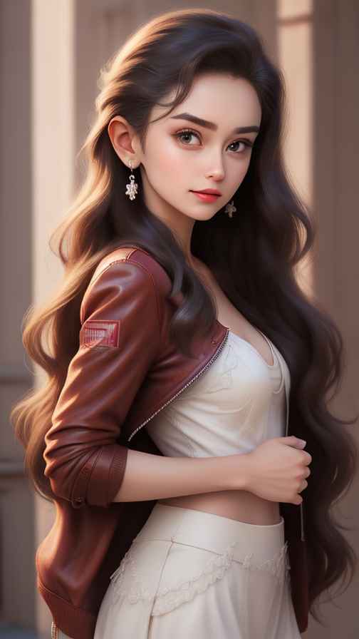 红色皮衣美女