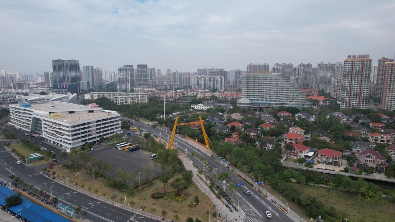 广西北海银滩大桥交通航拍