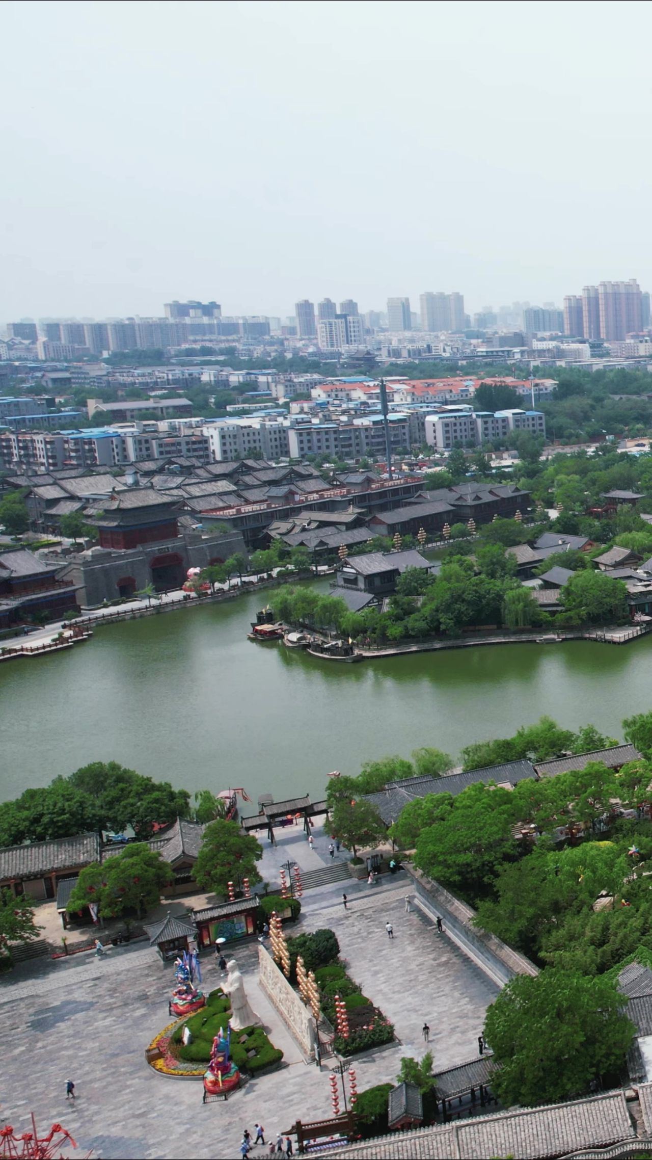 河南开封城市风光旅游景区航拍 