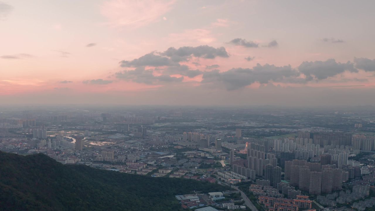 无锡惠山日落晚霞