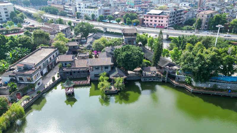 航拍广东东莞可园