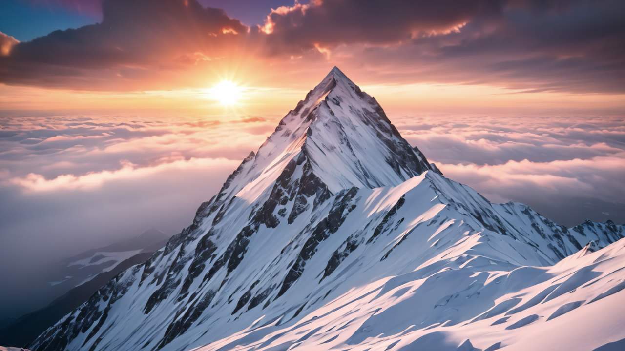 珠穆朗玛峰喜马拉雅山脉航拍日出日落云海延时 37