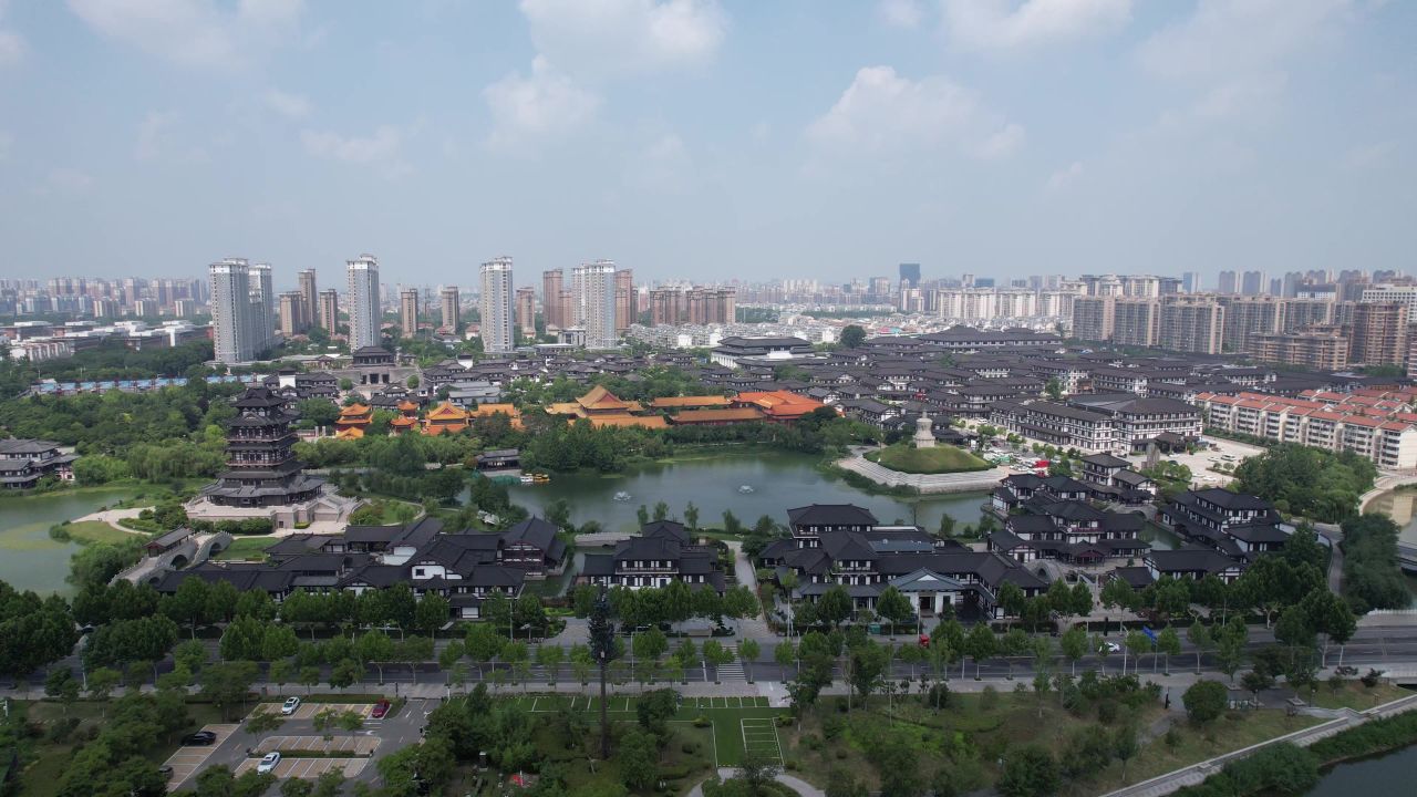 江苏宿迁城市风光地标建筑航拍 