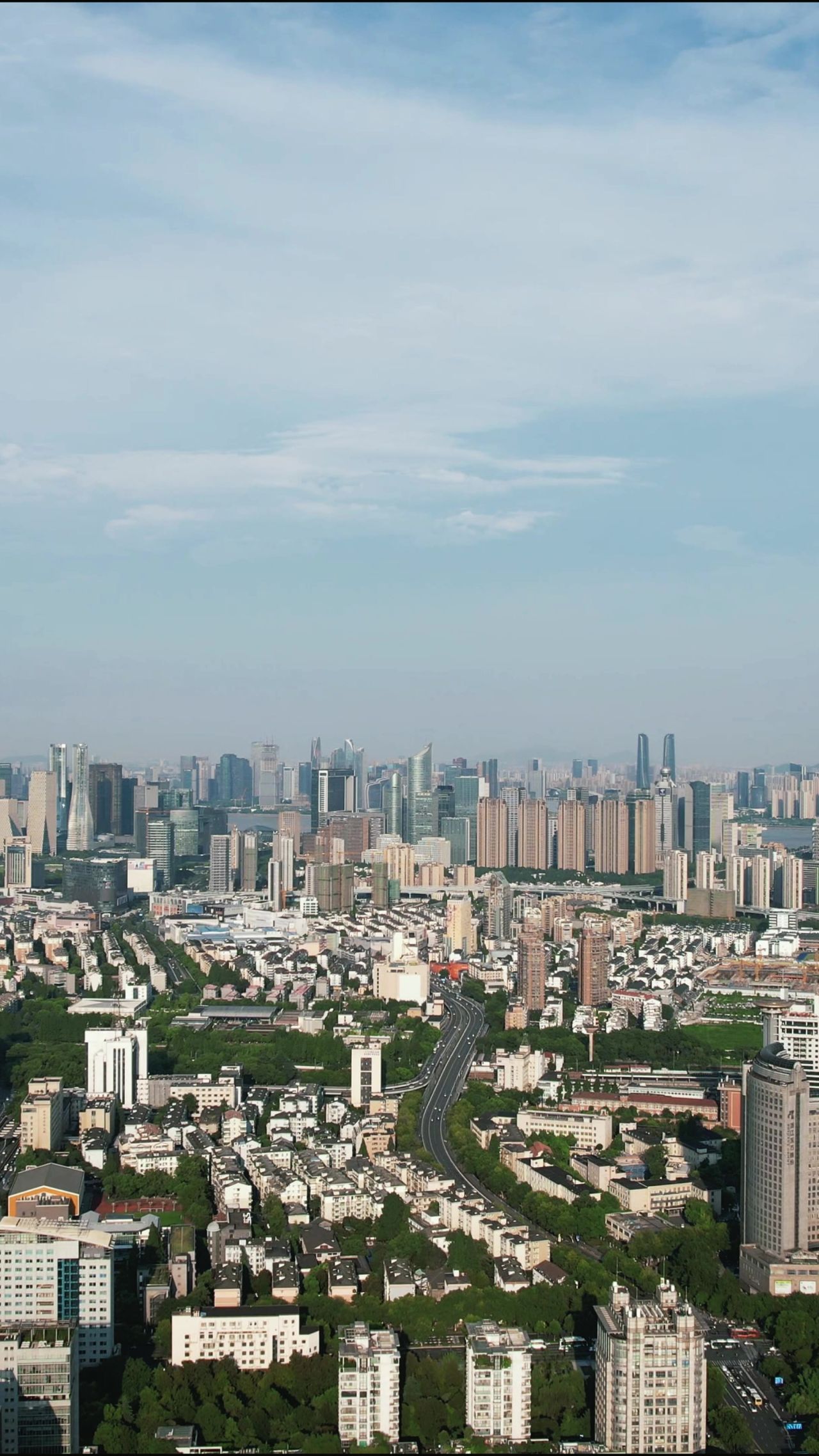 杭州城市建设风光竖屏航拍  