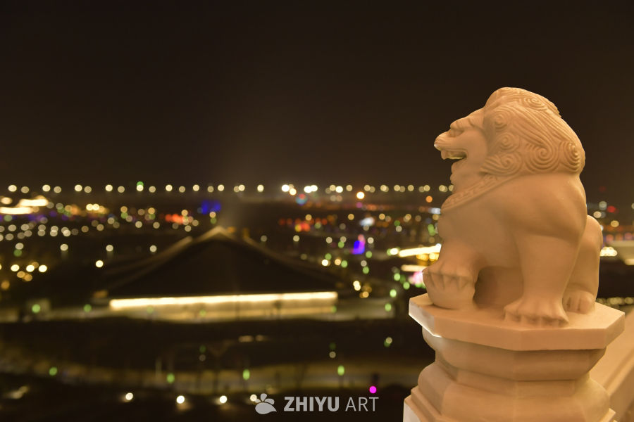 石狮与夜色