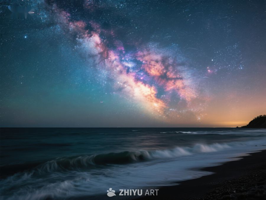 银河映照下的宁静海滩 560