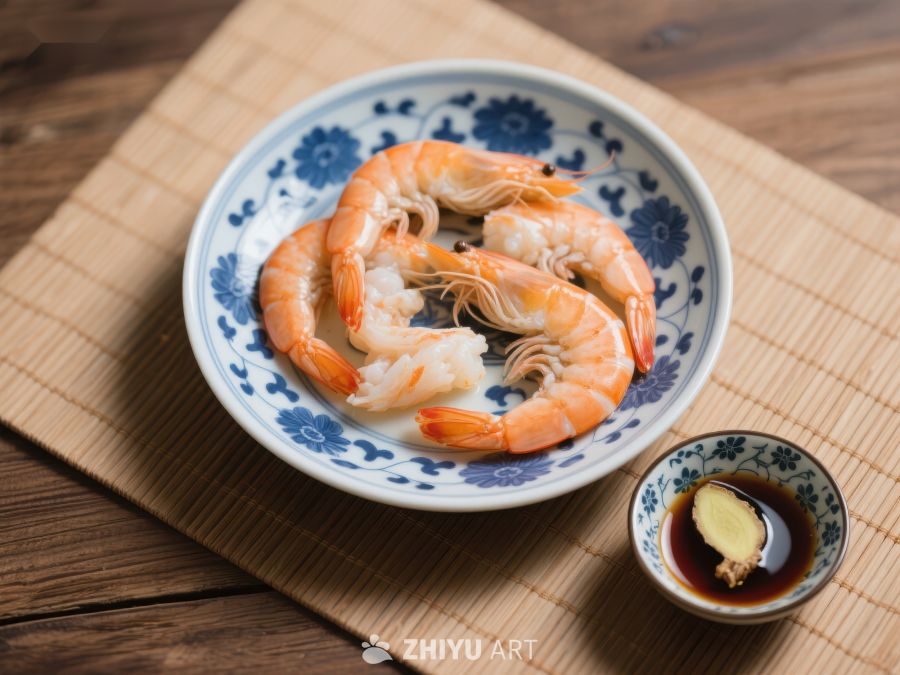 清蒸虾配酱油碟 738