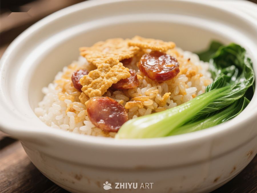 腊肠煲仔饭配青菜 463
