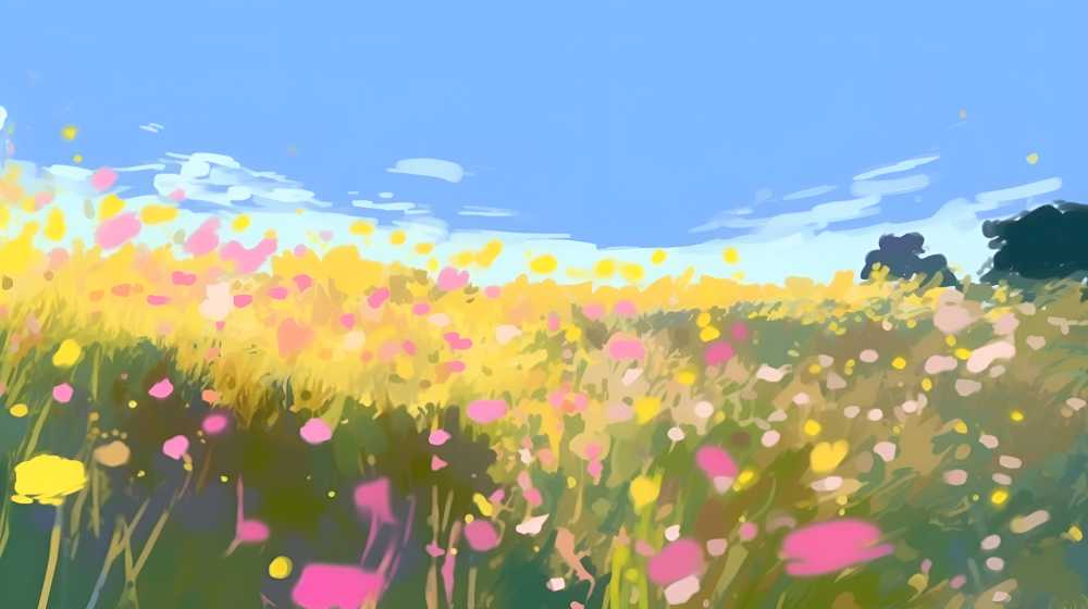 夏季的插画田园自然美景