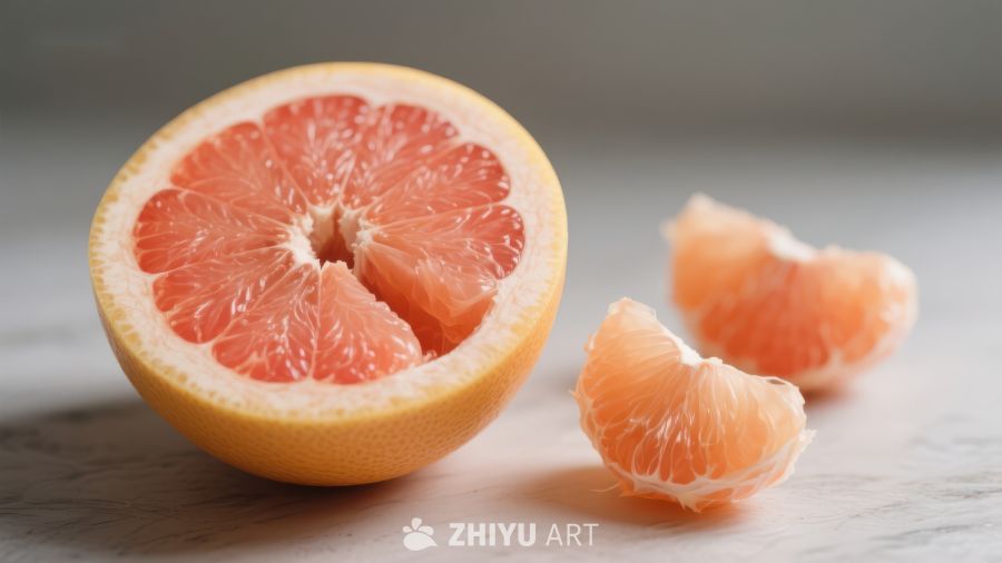切开的葡萄柚与果瓣