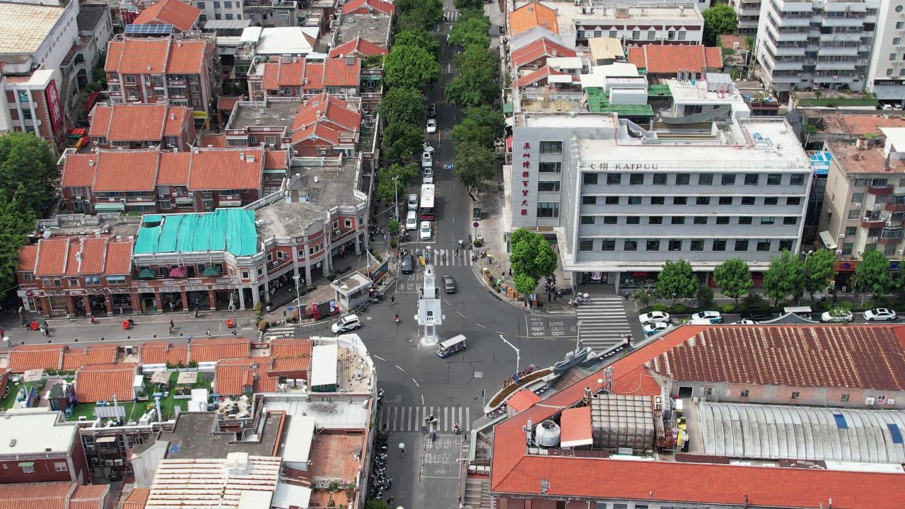 福建泉州古西街钟楼开元寺航拍