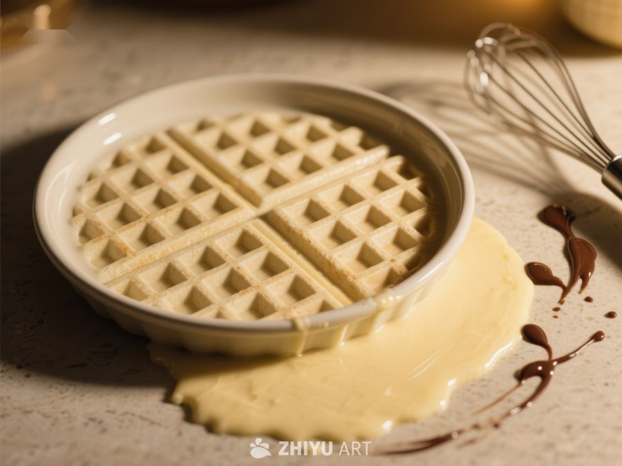 热腾腾的华夫饼配奶油酱 967