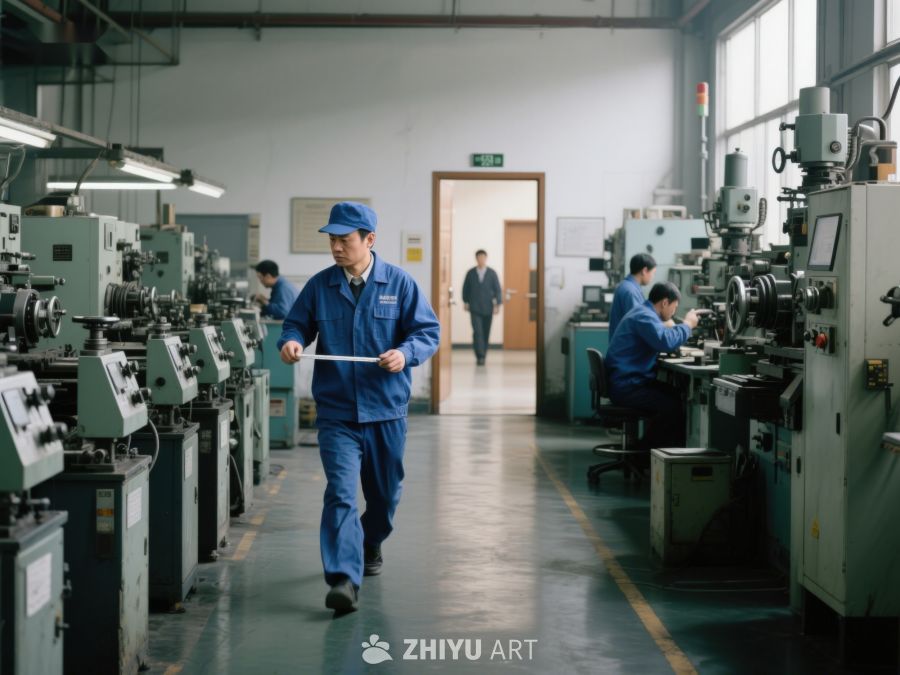工厂车间工人操作机床 51