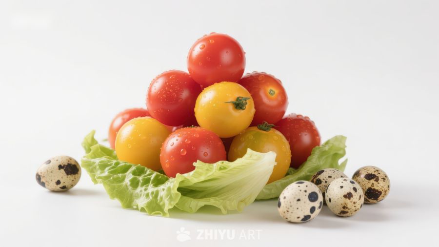 樱桃番茄与鹌鹑蛋静物