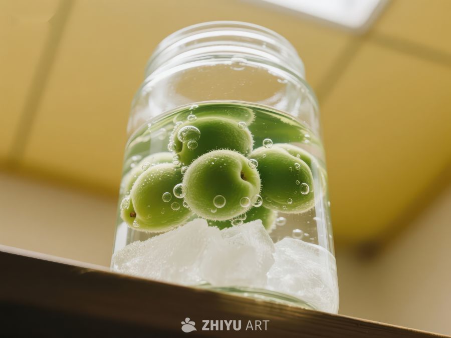 青橄榄冰水罐装特写 428