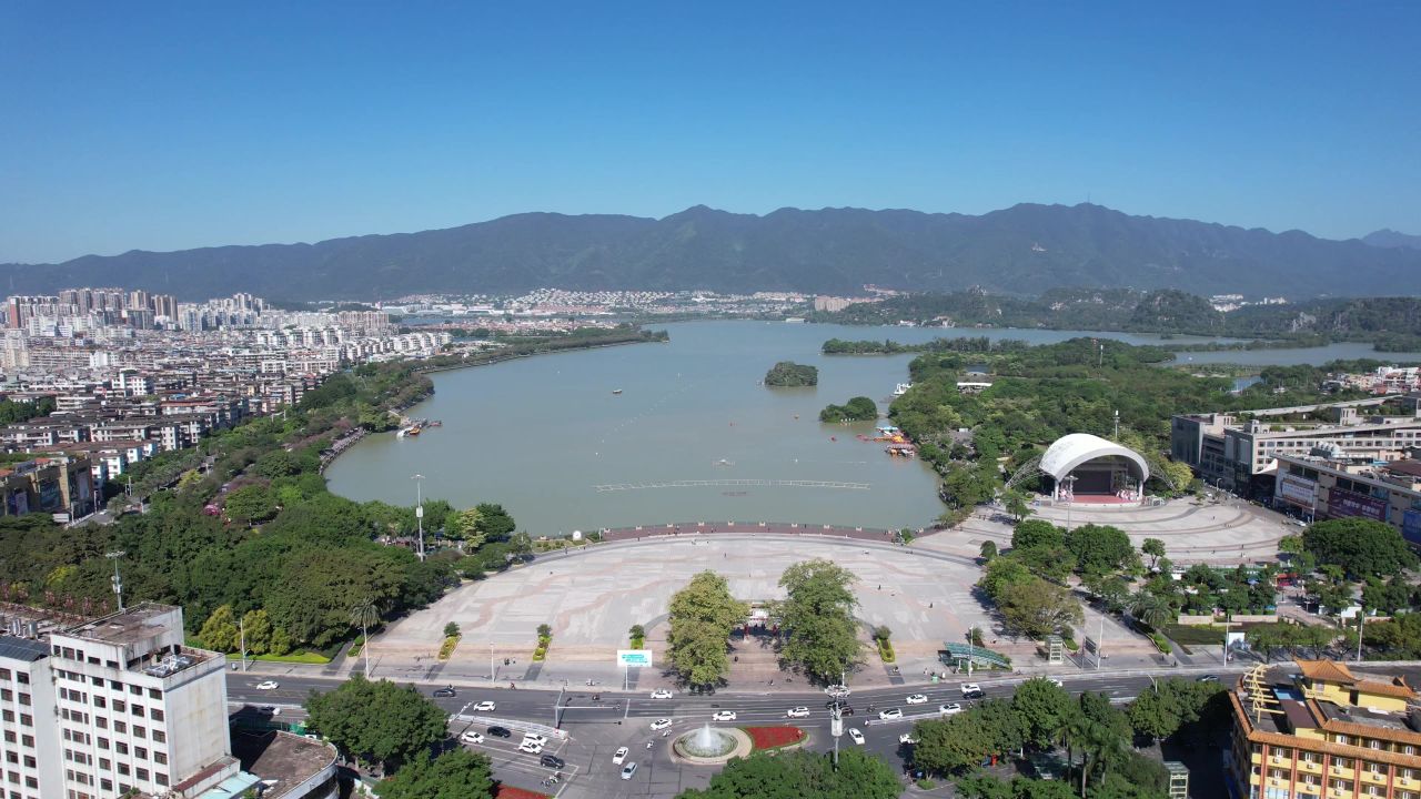 广东肇庆城市风光航拍 