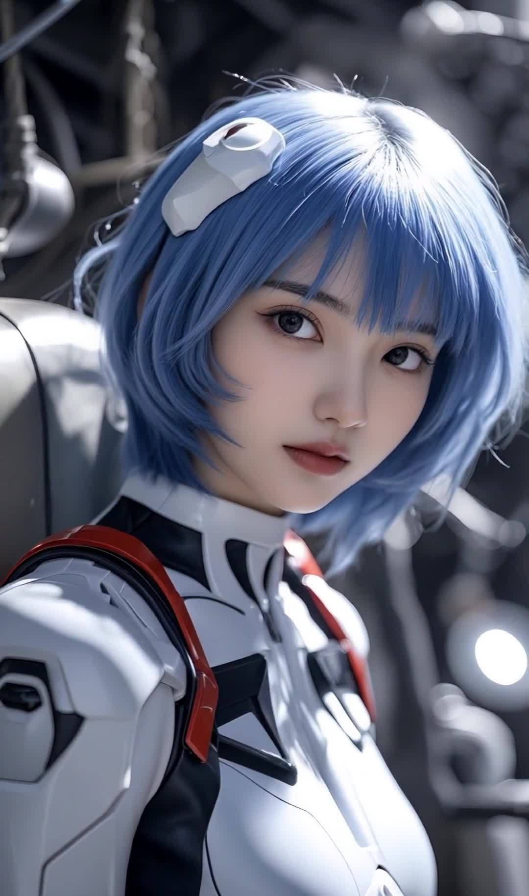 蓝色短发制服少女凝视镜头