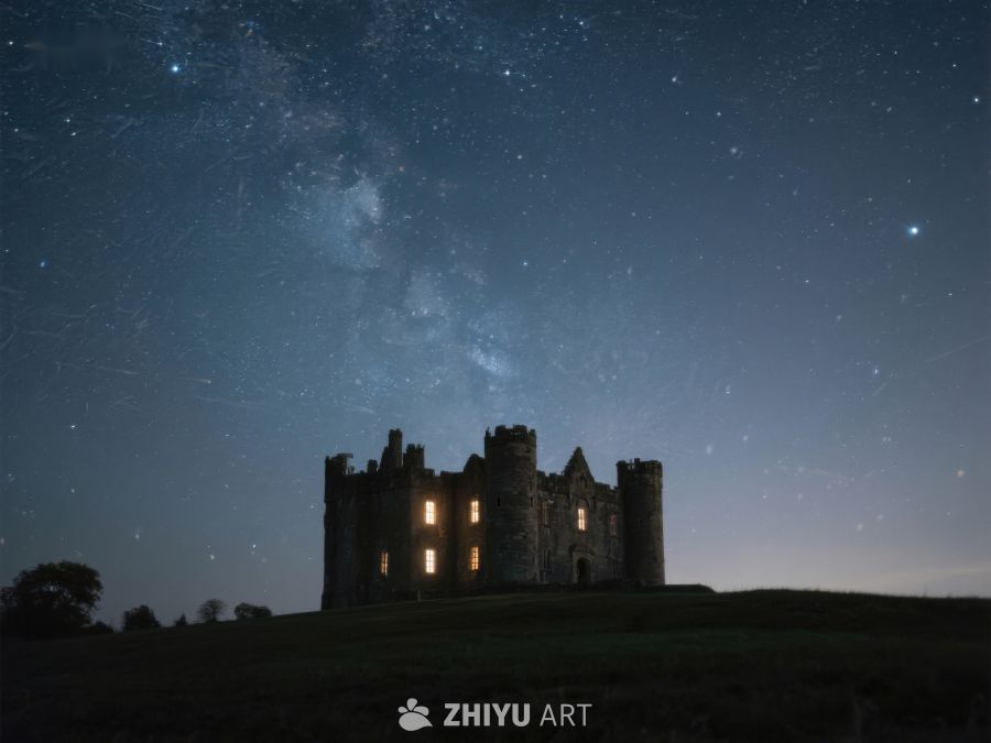 星空下的古堡夜景 169