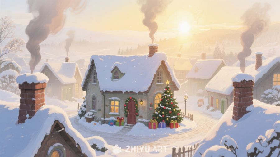 雪景中的温馨圣诞小屋 341