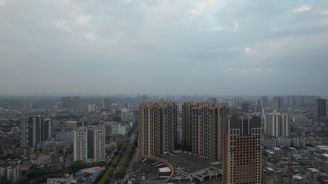 广西钦州城市高楼建筑交通航拍