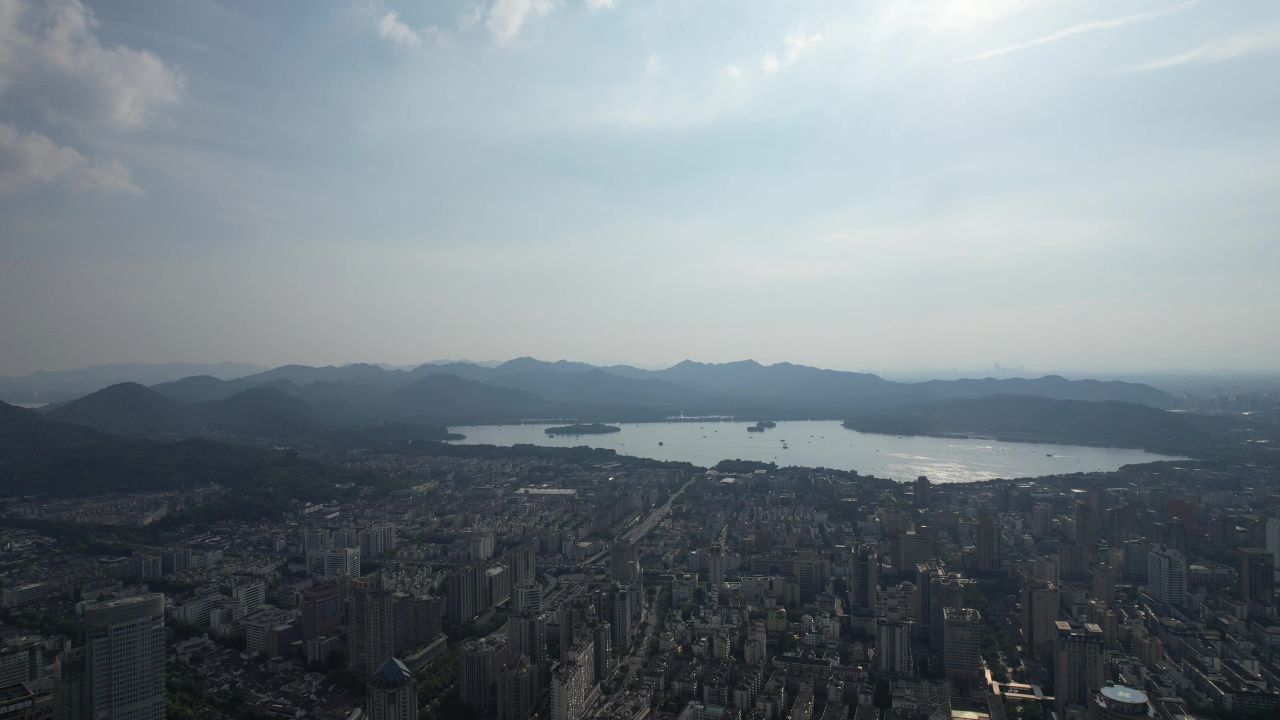 浙江杭州城市风光地标建筑航拍