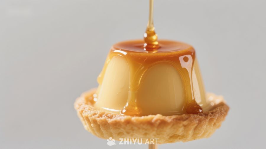 焦糖布丁倒入挞壳