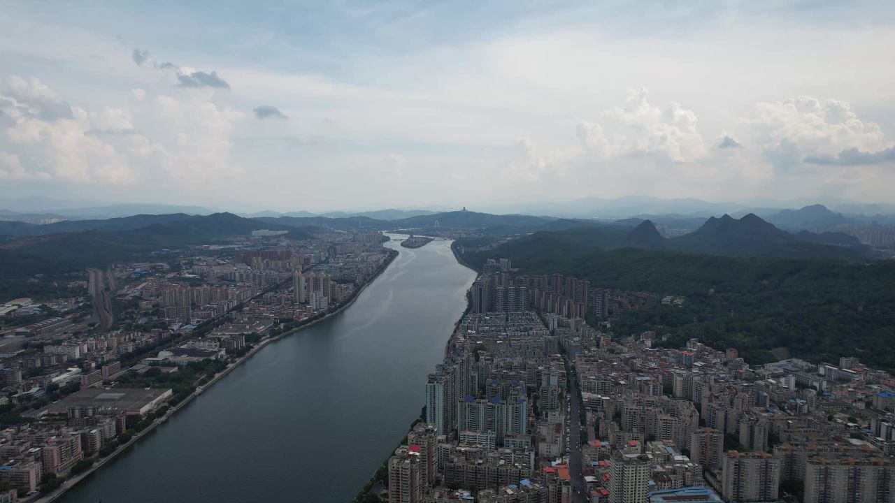 广东韶关城市风光航拍 