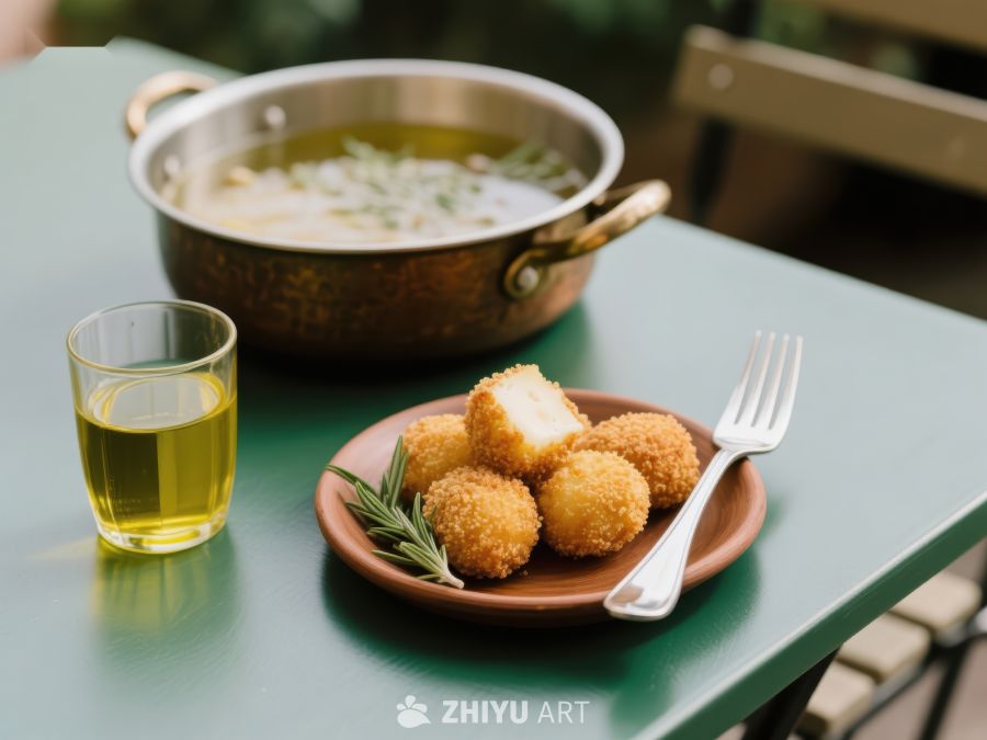 金黄炸球配汤与橄榄油 265
