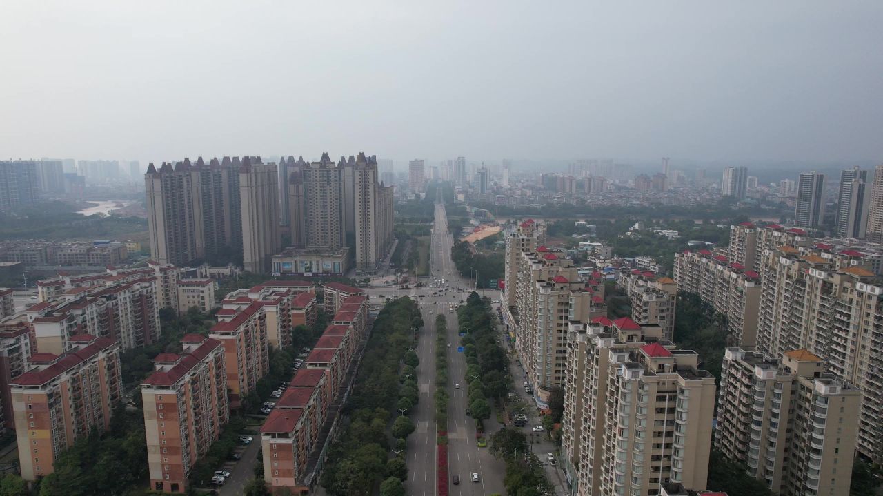 广西钦州城市高楼建筑交通航拍