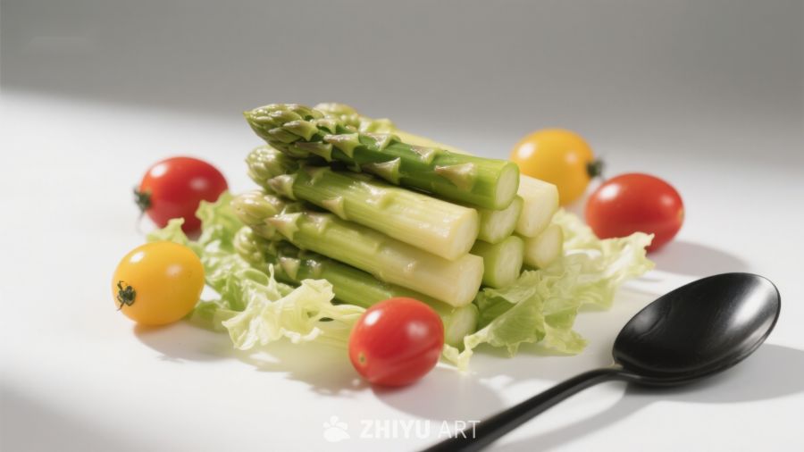 芦笋樱桃番茄沙拉摆盘