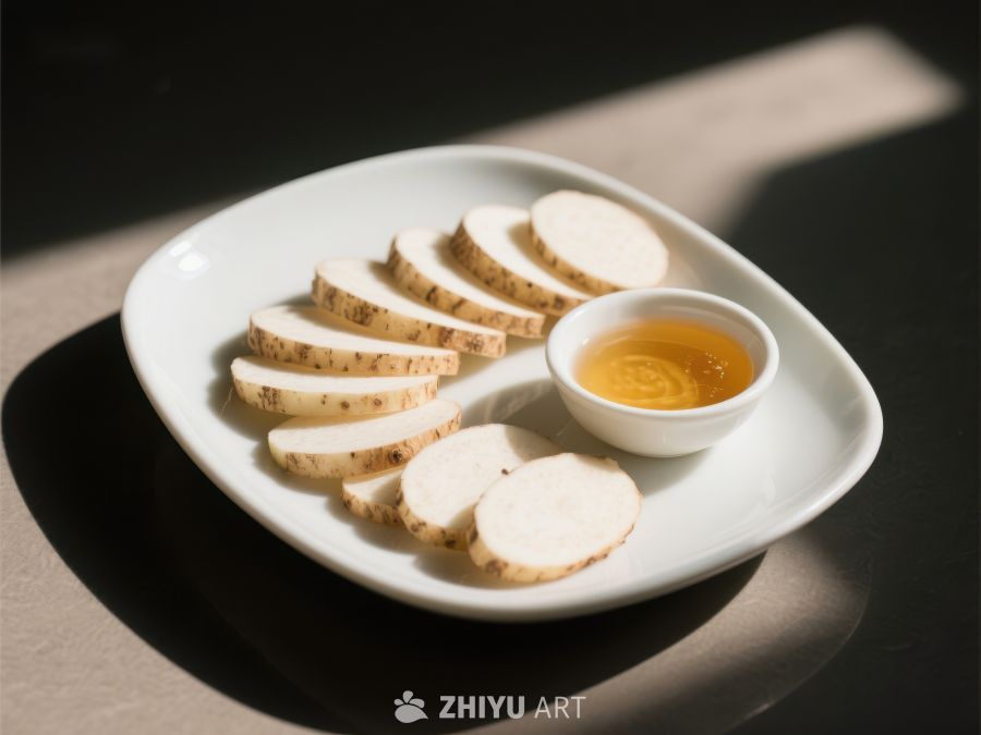 切片山药配蜂蜜，简约美食 334